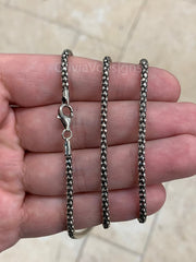 Sterling Silver Oxidized Popcorn Chain 3mm, Boho Style Chain, Oxidized Chain, Chain For Pendant, Sterling Silver Poporn, Rustic Chain