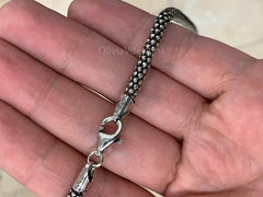 Sterling Silver Oxidized Popcorn Chain 4.5mm, Boho Style Chain, Oxidized Chain, Chain For Pendant, Sterling Silver Poporn, Rustic Chain