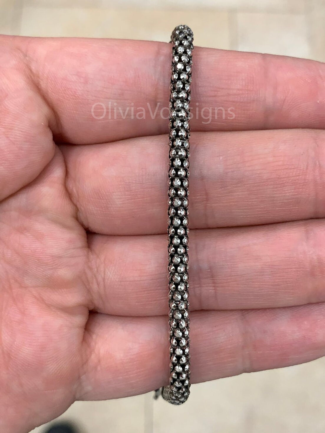 Sterling Silver Oxidized Popcorn Chain 4.5mm, Boho Style Chain, Oxidized Chain, Chain For Pendant, Sterling Silver Poporn, Rustic Chain