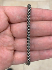 Sterling Silver Oxidized Popcorn Chain 4.5mm, Boho Style Chain, Oxidized Chain, Chain For Pendant, Sterling Silver Poporn, Rustic Chain