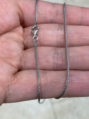 Chain Sterling Silver Oxidized Wheat Spiga Chain 1mm, Bali Woven Chain, Braided Black Chain Necklace, Rustic Chain For Pendants, 925