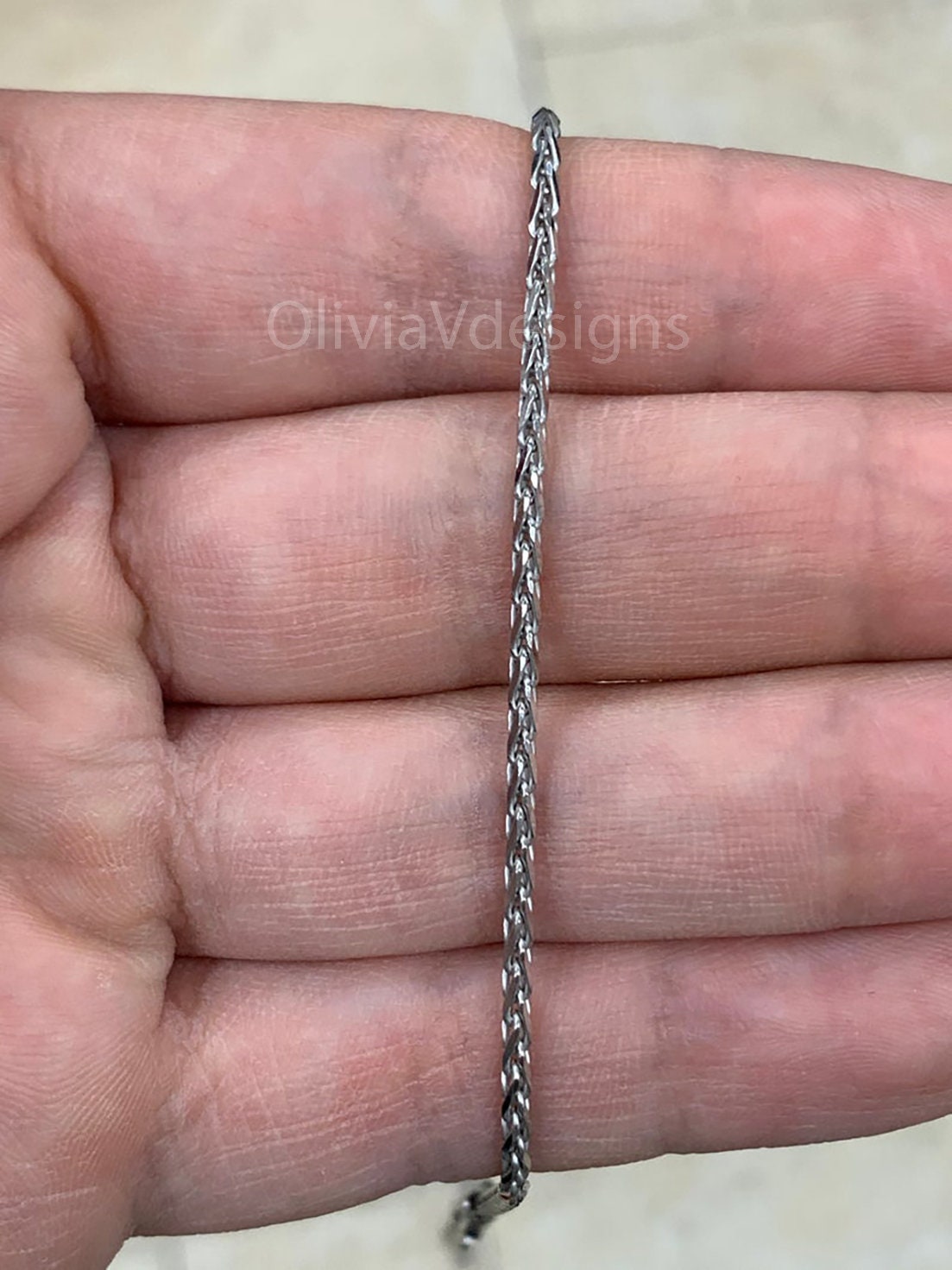 925 Sterling Silver Rhodium Necklace, 2mm Sterling Silver Spiga Wheat  Necklace, Men's Chain, Flexible Wheat Chain, Italian Silver Necklace