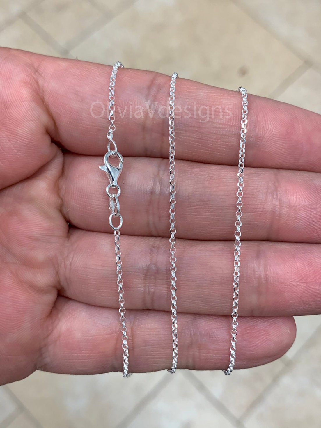 Sterling Silver Rolo Chain, Sterling Belcher Chain, 925 Silver Rolo Chain Necklace 1.5mm 16 18 20 22 24 30 - Made In Italy - 925 Sterling