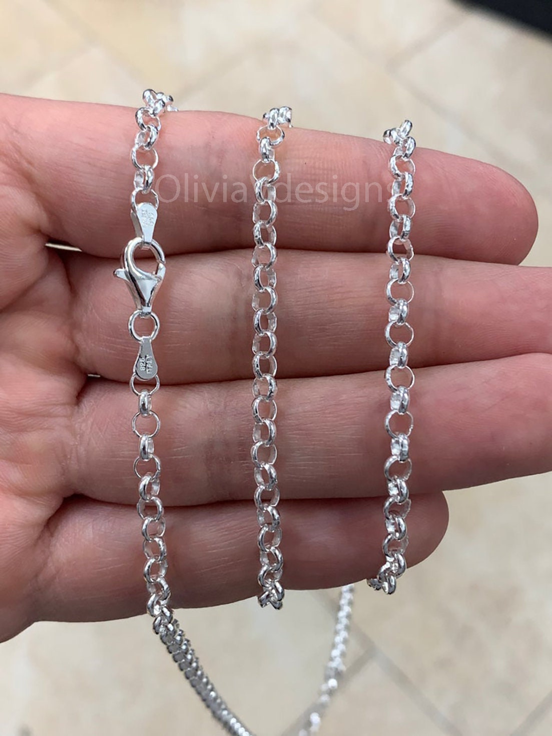Sterling Silver Rolo Chain, Sterling Belcher Chain, 925 Silver Rolo Chain Necklace 4mm 16 18 20 22 24 30 - Made In Italy - 925 Sterling