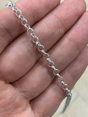 Sterling Silver Rolo Chain, Sterling Belcher Chain, 925 Silver Rolo Chain Necklace 4mm 16 18 20 22 24 30 - Made In Italy - 925 Sterling