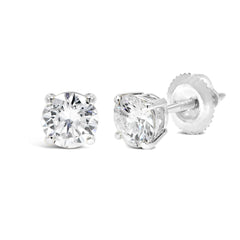 925 Sterling Silver 0.25-4.00 ct. T.W. Round-Cut Created Diamond Stud Earrings Solitaire, Screw Back Posts