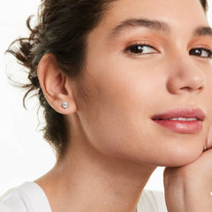 0.50 Carat TW Real (Natural) Round Diamond Solitaire Stud Earrings in 14K White Gold Color G/H I1