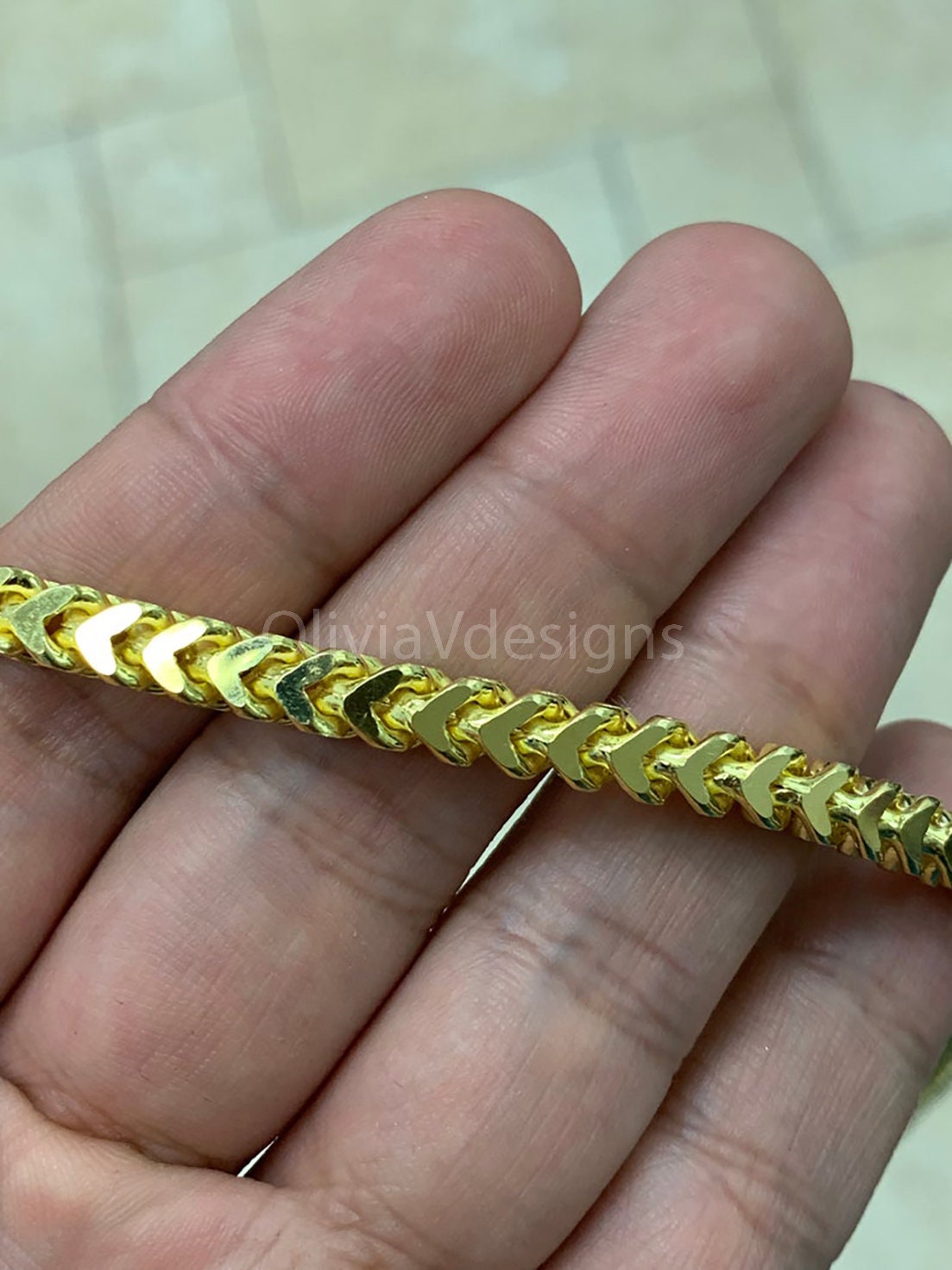14K Gold Vermeil 5mm Franco Foxtail Chain, Italy 925 Sterling Silver Jewelry, Foxtail Necklace for Him, 14K Gold Chain for Women