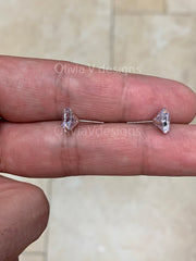 14K Solid White Gold Brilliant Bright Round AAA CZ Stud Earrings Sizes 3MM 4MM 5MM 6MM 7MM 8MM Martini Setting - Real Gold - Sold In Pairs