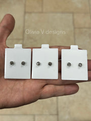 14k White Gold Screw Back Brilliant Round Studs, Gifts for Wife, Anniversary Gifts