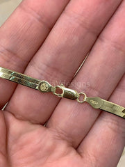 14k Yellow Gold 4.5mm Herringbone Chain Necklace, Bracelet Or Anklet , 925 Sterling Silver Necklace Over 14K Yellow Gold Vermeil  Italy