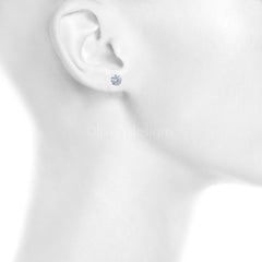 14K Solid Yellow Gold Brilliant Bright Round AAA CZ Stud Earrings Sizes 3MM 4MM 5MM 6MM 7MM 8MM Martini Setting - 14k Gold Backs