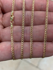 18K Solid Yellow Gold Cuban 2.00MM Link Chain Necklace 16'' 18'' 20'' 22'' 24'' 26" 28" 30" , Layering Chain , Minimal Chain, 18K Gold Chain