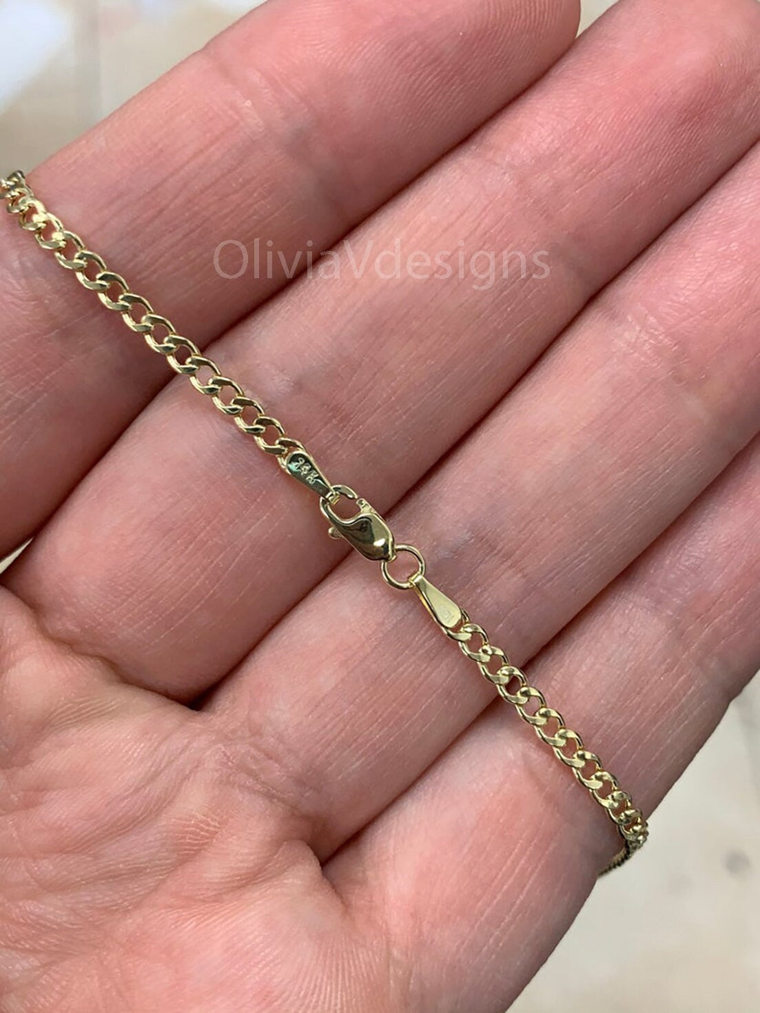 14K Solid Yellow Gold Cuban 2.50MM Link Chain Necklace 16" 18" 20" 22" 24" 30" ,Layering Chain , Everyday Minimal Chain, 14K Gold