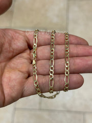 14K Yellow Gold Figaro Chain 4.50MM, 7'' 7.5'' 18'' 20'' 24'' 26'' 30" Inch, Gold Chain, Necklace, Figaro Link Chain, Yellow Gold, Women