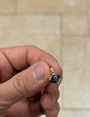 14k Yellow Gold Greek Evil Eye Pendant, Dainty Eye - Genuine 14k Yellow Gold - Pendant Gift, Dainty, Good Luck Protection Charm, Blue