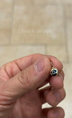 14k Yellow Gold Greek Evil Eye Pendant, Dainty Eye - Genuine 14k Yellow Gold - Pendant Gift, Light Blue, Good Luck Protection Charm, 8mm