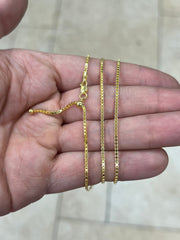 14K Yellow Gold Over 925 Sterling Silver Box  Adjustable 1.3mm Chain, Silver, Sterling Silver Chain, 925 Sterling Silver, Finished Necklace