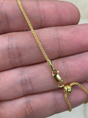 14k Yellow Gold Over 925 Sterling Silver Necklace, 1.3mm Sterling Silver Spiga Wheat  Necklace, Men's Chain, Flexible Wheat Chain