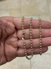 18K Yellow Gold Plated Ball Bead Chain Necklace 3.2mm For Women Or Men