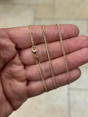 18K Yellow Gold Plated Cuban Curb Link Gold Chain Necklace 2mm For Women Or Men