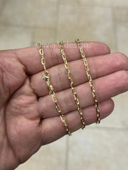 18K Yellow Gold Plated Elongated Link Chain, Paper Clip necklace, Rectangular Staple Link Chain Bracelet Necklace For Women, Layering Chain