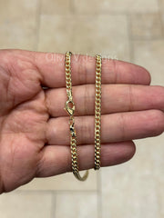 18K Yellow Gold Plated Miami Cuban Curb Link Gold Chain Necklace 3.7mm For Women Or Men