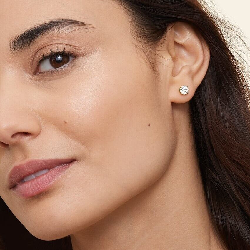 14k Yellow Gold Screw Back Brilliant Round Studs, Gifts for Wife, Anniversary Gifts