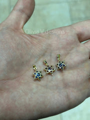 14k Yellow Gold Star Of David Evil Eye Pendant, Dainty Eye - Genuine 14k Yellow Gold - Star Of David Pendant, Evil Eye Pendant