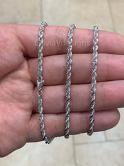 14K Solid White Gold Necklace Gold Rope Chain 3.5mm, 14K Gold Rope Chain, 14K Rope Chain, Rope Gold Chain, Diamond-Cut, Men, Woman, Solid