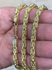 Handmade 4mm Solid 925 Sterling Silver Over 14K Yellow Gold Balinese BYZANTINE Borobudur Chain Necklace Bracelet 8'' 9'' 22'' 24'' 30''