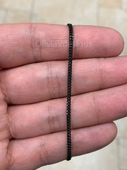 925 Sterling Silver Black Rhodium Italian Solid Cuban Curb Link Chain 16'' 18'' 20'' 22'' 24'' 30'' 2.00MM Chain For Men, Gift, Black