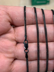925 Sterling Silver Black Rhodium Italian Solid Cuban Curb Link Chain 16'' 18'' 20'' 22'' 24'' 30'' 2.00MM Chain For Men, Gift, Black