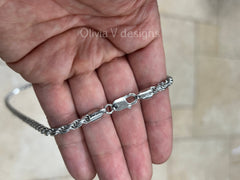 Solid 925 Sterling Silver Italian Rope Chain, Rhodium, 4.6mm, Diamond Cut, Necklace, Italy, Gift For Him, Gift For Her, Rope Necklace