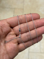 1mm Solid Adjustable Wheat Spiga Chain REAL 10K White Gold Up To 22", Spiga Wheat Chain, 10k White Gold
