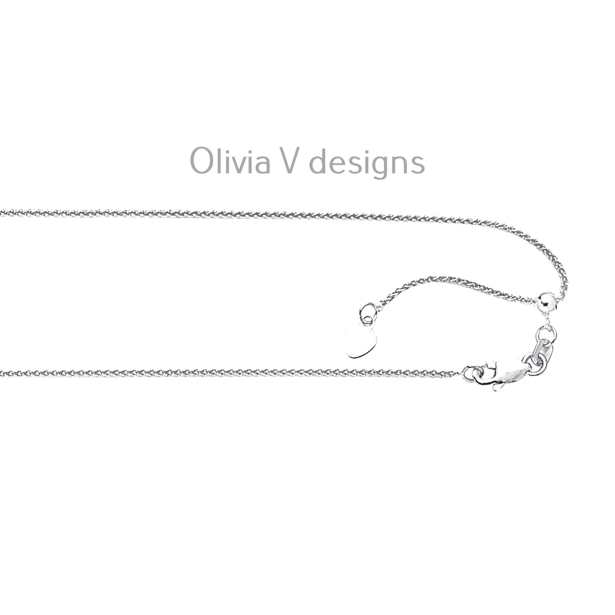 1mm Solid Adjustable Wheat Spiga Chain REAL 10K White Gold Up To 22", Spiga Wheat Chain, 10k White Gold